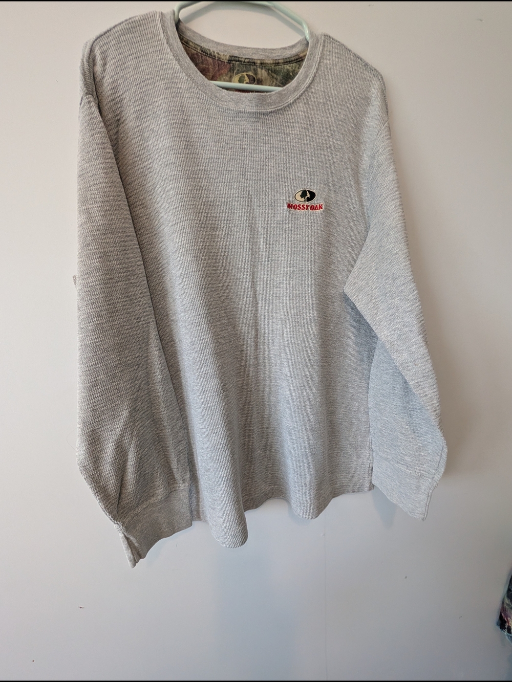 Mossy Oak Men's Grey Thermal Crewneck Sweater 2XL